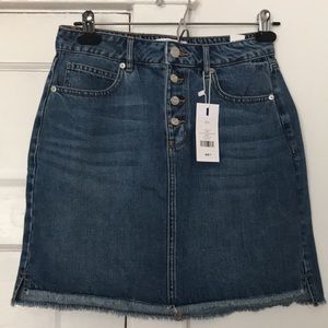 Button Front Denim Skirt